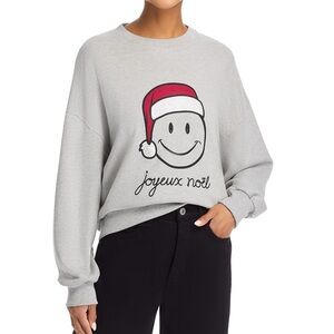 Cinq à Sept Light Gray Holiday Smiley Sweater